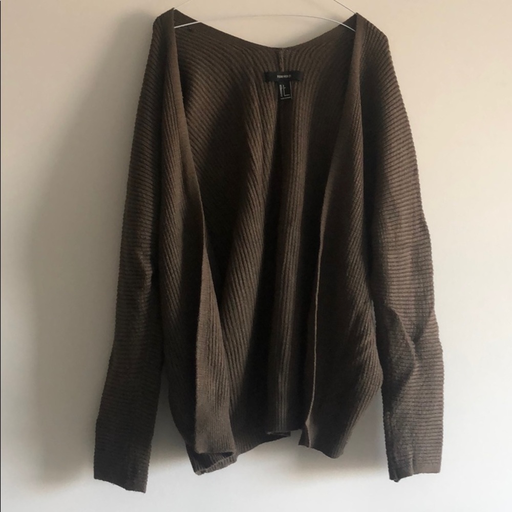 Forever 21 dark green open front sweater